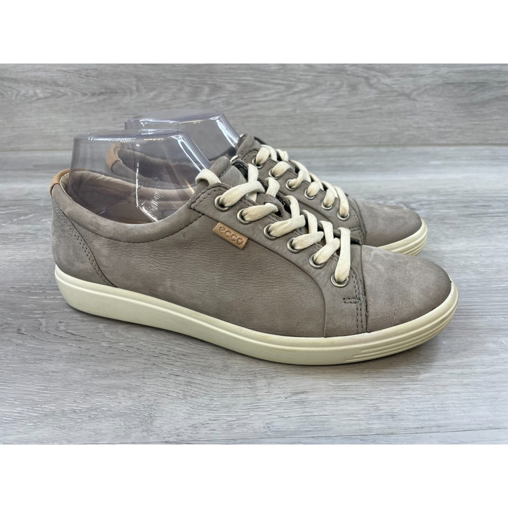 Ecco Soft 7‎ 43000302375 Women's US 8 Gray Leather Casual Trainer Sneaker Shoes